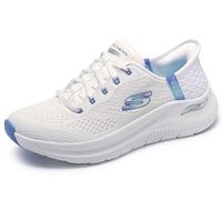 Skechers Arch Fit 2.0 Easy Chic Baskets à Enfiler Mains Libres pour Femme, Blanc/Bleu, 38 EU