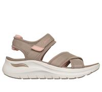 Skechers Arch Fit 2.0 Sandal - Feelin' Bright Chaussures Moyen Width en Taupe/Corail, Pointure 36, Vegan, Lavable en machine