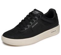 Skechers Arch Fit Court Break COMODO Baskets Confortables pour Homme, Microfibre Noire/Duraleather/Bordure Bleue, 46 EU