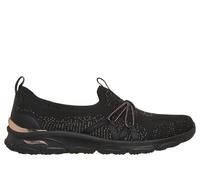 Skechers Arch Fit Sunny - Flutter Step Chaussures Moyen Width en Noir/Or Rose, Pointure 38.5, Vegan, Lavable en machine