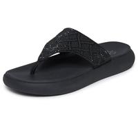 Skechers Asana Sandales Plates de Luxe pour Femme, Noir, Pointure 39