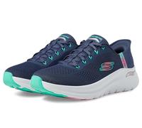 Skechers Baskets à Enfiler Mains Libres Arch Fit 2.0 pour Femme, Nvtq Navy Turquiose, 35 EU