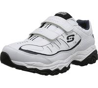 Skechers Baskets After Burn Memory Fit avec Fermeture Velcro pour Homme, Blanc, Bleu Marine., 41.5 EU X-Large