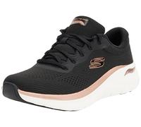 Skechers Baskets Arch Fit 2.0 Glow The Distance pour Femme, Maille Noire et Bordure Or Rose, 38 EU
