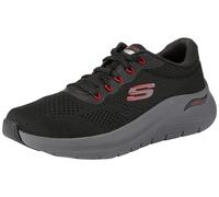 Skechers Baskets Arch Fit 2.0 pour Homme, Maille Noire synthétique avec Bordure Rouge, 44 EU