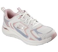 Skechers Femme Arch Fit 2.0 Vintage Luxe Basket, Pink Leather/Mesh/Gray Trim, 38 EU