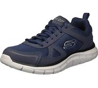 Skechers Baskets Basses Track Scloric pour Homme, Bordure en Maille de Cuir Bleu Marine, 8 UK Wide