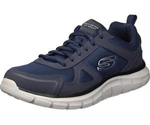 Skechers Baskets Basses Track Scloric pour Homme, Bordure en Maille de Cuir Bleu Marine, 8 UK Wide