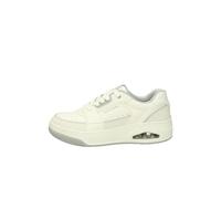 Skechers Homme Uno Court Baskets, Cuir Blanc Duraleather Garniture Grise, 39 EU