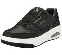 Skechers Baskets Basses Uno Court pour Homme, Cuir Noir Duraleather Garniture Anthracite, 45.5 EU