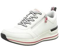 Skechers Baskets Billion 2 Side Lines pour Femme, Garniture zippée en Cuir Dura Blanc, 40 EU