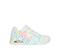 Skechers - Baskets Blanches avec des cœurs imprimés sur Le côté et à Lacets Plats - Taille 37,5