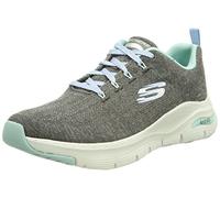 Skechers Baskets Arch Fit Comfy Wave pour Femme, Gris Anthracite/Bordure Bleue, 36 EU