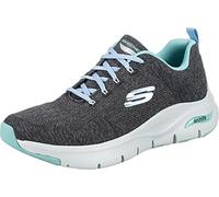 Skechers Baskets Confortables pour Femme Arch Fit, Bordure Bleue en Tricot Anthracite, 37 EU