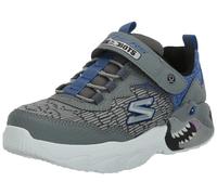 Skechers Boys Baskets, Textile synthétique Anthracite avec Bordure Bleue, 34 EU