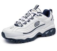 Skechers Baskets de Sport à Lacets pour Homme Afterburn - Blanc - Blanc/Bleu Marine,