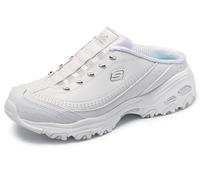 Skechers D'Lites Mules de Sport à Enfiler pour Femme, Blanc/argenté, 38.5 EU