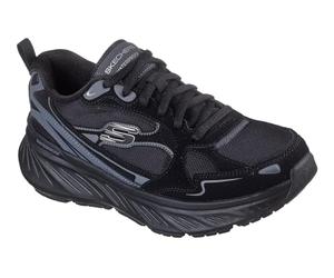 Skechers Baskets Edgeride Misty Skies pour Femme, Garniture en Cuir Noir Duraleather, 39 EU