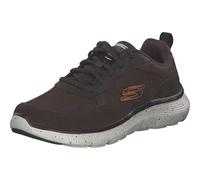 Skechers Baskets Flex Advantage 5.0 pour Homme, Maille Daim Marron Duraleather Bordure Noire, 45 EU