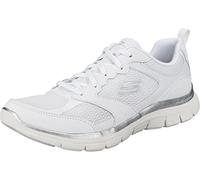 Skechers Baskets Flex Appeal 4.0 Active Flow pour Femme, Bordure en Maille de Cuir Blanc, 39.5 EU