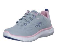 Skechers Baskets Flex Appeal 5.0 pour Femme, Maille Grise, Bordure Bleue et Rose, 36 EU