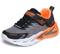 Skechers Baskets Flex-Glow Ultra pour garçon Noir/Anthracite Synthétique/Textile/Rouge TR, 2 UK Enfant