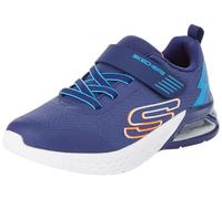 Skechers Baskets Garçon, Textile Bleu Marine synthétique avec Bordure Orange, 30 EU