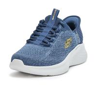 Skechers Homme Lite Pro Baskets, Bordure Jaune en Maille Bleu Marine, 42.5 EU