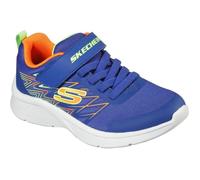 Skechers Chaussures garçon Microspec Texlor – textile bleu, bordures orange et lime – pointure 29