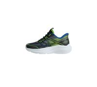Skechers Garçon Microspec Velocity Grid-Shift Baskets, Black Synthetic Textile Blue & Lime Trim, 31 EU