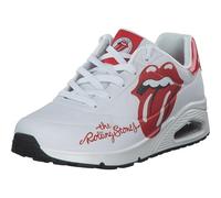 Skechers Femme Uno-Rolling Stones Single Baskets, White Durabuck W Red Durapatent Trim, 35.5 EU