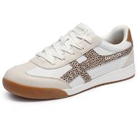Skechers Baskets Safari Zinger-Concrete pour Femme, Blanc/léopard, 37 EU