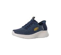 Skechers Baskets Skech-Lite Pro Primebase pour Homme, Bordure Jaune en Maille Bleu Marine, 44 EU
