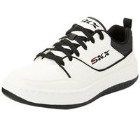 Skechers Baskets Sport Court 92 Ottoman pour Homme, Duraleather Blanc Garniture Noire, 45 EU