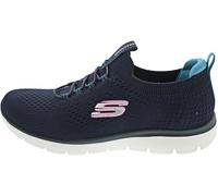 Skechers Femme Summits Top Player Basket, Navy Knit Teal Pink Trim, 37 EU