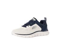 Skechers Homme Track Broader Baskets, Off White Engineered Mesh/PU/Navy Trim, 42 EU