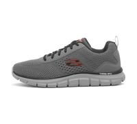 Skechers Baskets Track LeshurSneaker pour Homme, Maille Anthracite synthétique avec Bordure Orange, 42 EU
