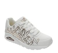 Skechers Baskets Uno Golden Heartpour Femme, Broderie en Mylar Blanc Durabuck Or Rose, 38 EU