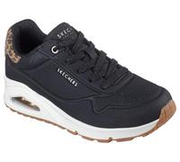 Skechers Baskets Uno Jungle NiteSneaker pour Femme, Durabuck - Maille en Daim imprimé léopard - Noir, 41 EU