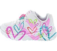 Skechers Baskets Uno Lite Heart Status pour Fille, Blanc synthétique/Bordure Multiple, Pointure 37
