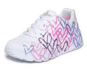 Skechers Baskets Uno Lite Metallic Joy pour Fille, Blanc synthétique/Violet et Bordure Rose, Pointure 46