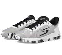 Skechers Baskets Viper Court Pro 2.0 pour Homme, Textile synthétique Blanc avec Bordure Noire, 42 EU