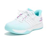 Skechers Baskets Viper Court Reload Hands Free Slip-ins pour Femme, Blanc, Turquoise, Rose, 36 EU