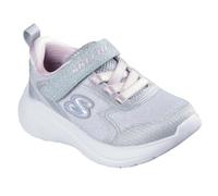 Skechers Baskets Wave 92 pour Fille, Bordure en Maille Scintillante Gris Clair, 24 EU