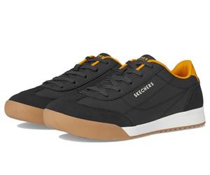 Skechers Baskets Zinger pour Homme, Blanc, 39 EU, Daim Duraleather Noir Jaune doré, 42.5 EU