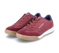 Skechers Baskets Zinger pour Homme, Blanc, 39 EU, Insigne en Daim Duraleather Bordeaux Bleu, 44 EU