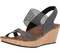 Skechers Beverlee - High Tea, Sandales Bout Ouvert Femme, Noir (Black), 38.5 EU