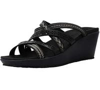 Skechers Beverlee - Tiger Posse - Bohemian Embroidered Multi-Strap Wedge Sandal Black