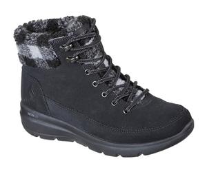 Skechers Bottes tendance Glacial Ultra-Wood pour femme, noir/gris, 38.5 EU
