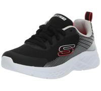 Skechers Boys, Baskets, Black Textile/Synthetic/Silver & Red Tri,